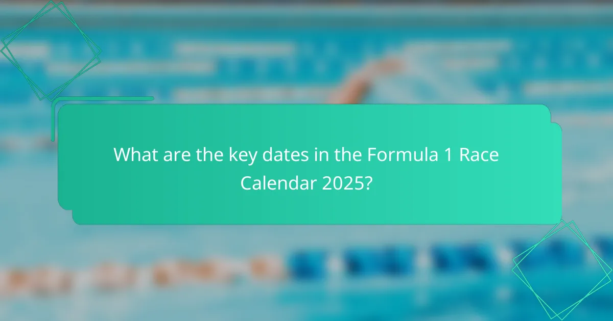 What are the key dates in the Formula 1 Race Calendar 2025?