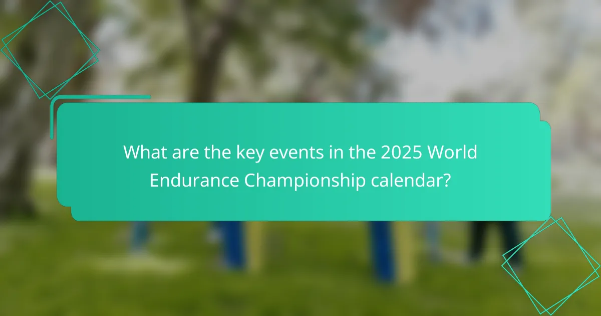 What are the key events in the 2025 World Endurance Championship calendar?